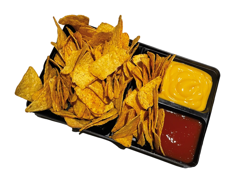 Mehrweg Nachoschale groß, 3 Fächer (2 Dip)