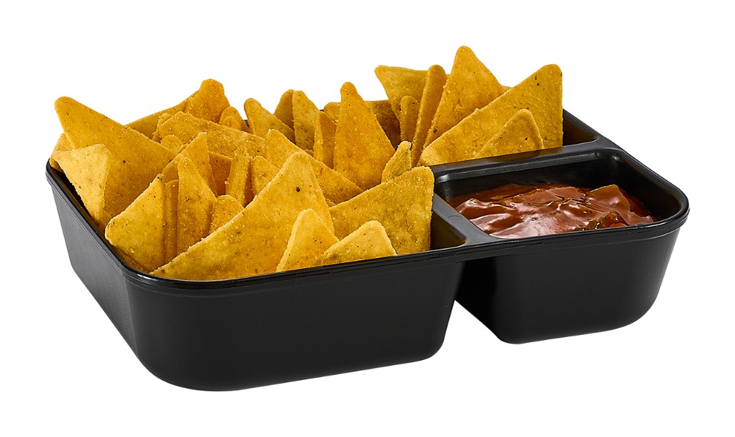 Mehrweg Nachoschale klein, 2 Fächer (1 Dip)